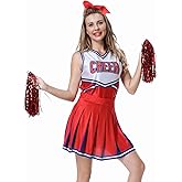 GRAJTCIN Adult Cheerleader Costume for Women Cheerleading Uniform Halloween Costume