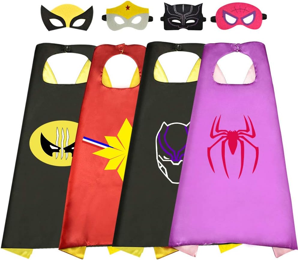 Superhero Capes for Girls, WIKi Superhero Party Favors Set for Kids Superhero Toys for Girls Age 3-12 Birthday Christmas Gifts for Girls Age 3-12 Superhero Party Supplies Stocking Fillers WKUSGCP04