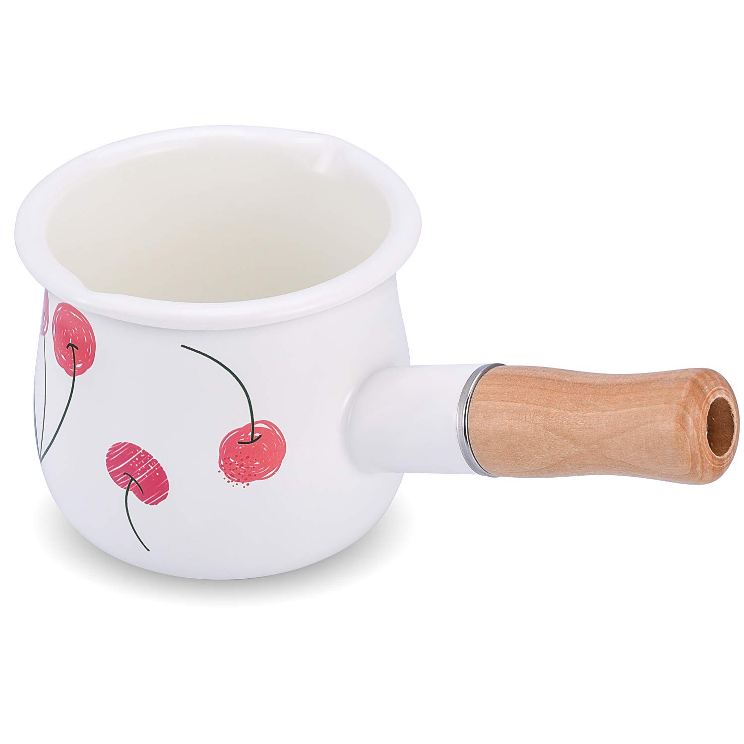 YumCute Home Enamel Milk Pan, Mini Butter Warmer 4 Inch 17 Oz Milk Pot Enamel Sauce Pan Milk Warmer Pot Small Cookware