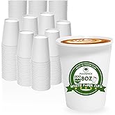 300 Pack 8 OZ Paper Cups, Disposable Coffee Cups Leak-Proof, Food-Grade Paper, Smooth Rolled Rim Design Drinking Cups for Hot/Cold Beverage Ideal for Office, Party, Picnic, Travel, and Events (300)
