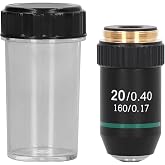 Achromatic Microscope Objective Lens, High 20X Magnification | Brass Chrome Plated Biological Microscope Lens with 0.40 NA for Lab Research and Education
