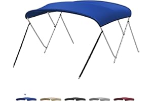 KEMIMOTO 2/3/4 Bow Bimini Tops for Boats, Bimini Top Cover with Rear Support Poles Fits 47"-55"/54"-60"/61"-66"/67"-72"/73"-7