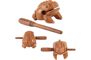 ZETILING Wooden Frog, Percussion Instruments Frog Ornaments,Thailand Traditional Craft,Wooden Lucky Frog Croaking Musical Instrument for Home Office Yard Decor(12.7CM)