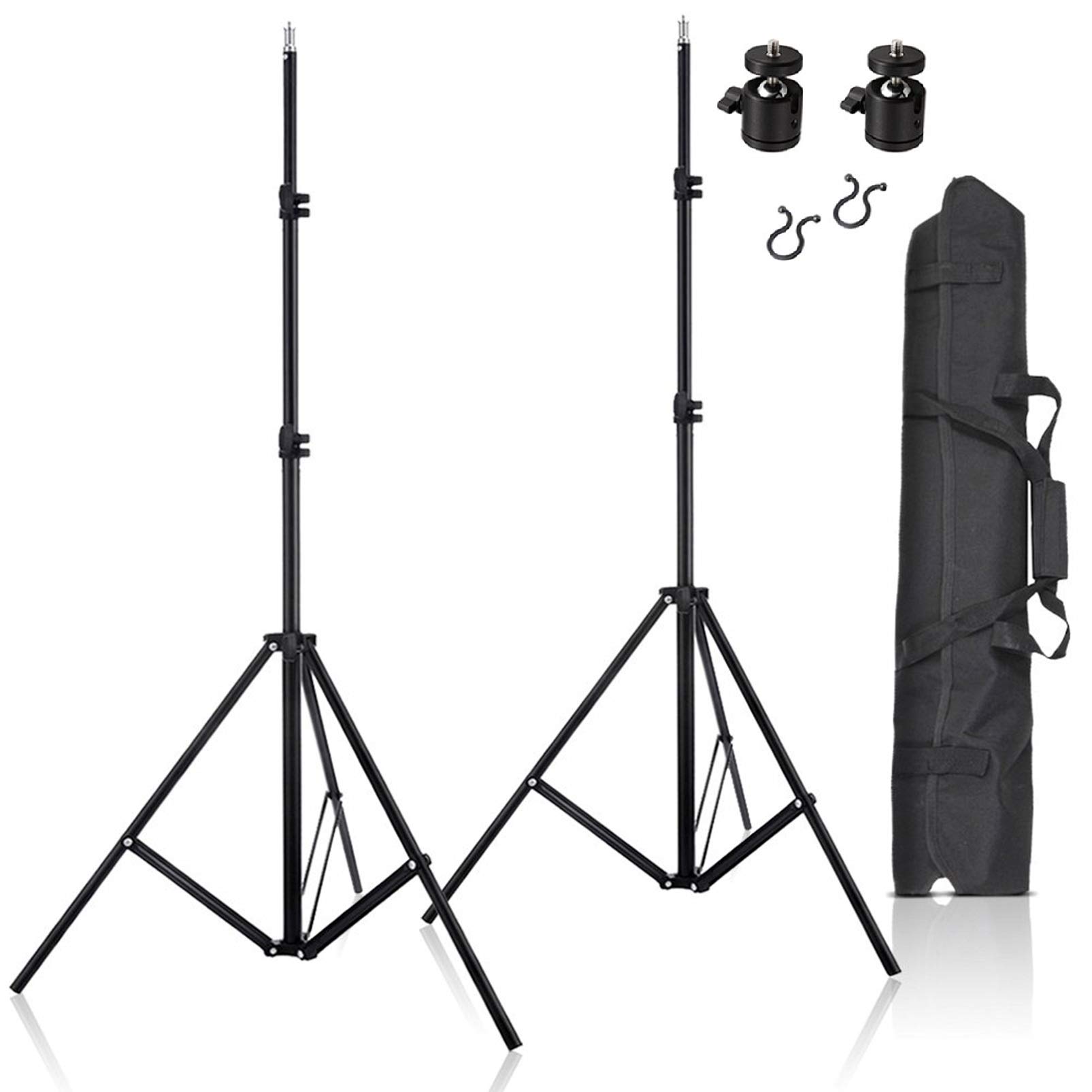 Selens VR Stand 2Pcs 200cm Adjustable Light Stand Tripod + 1/4" Ball Heads Mount + Wire Harness Clips Kit Set Aluminium Alloy Tripod for HTC Vive VR Game Video Photography Photo Studio with Carry Bag