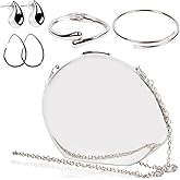 Silver Clutch Purse Set for Women - 5 Pcs Metallic Evening Bag with Bracelets & Earrings Acrylic Handbags for Formal