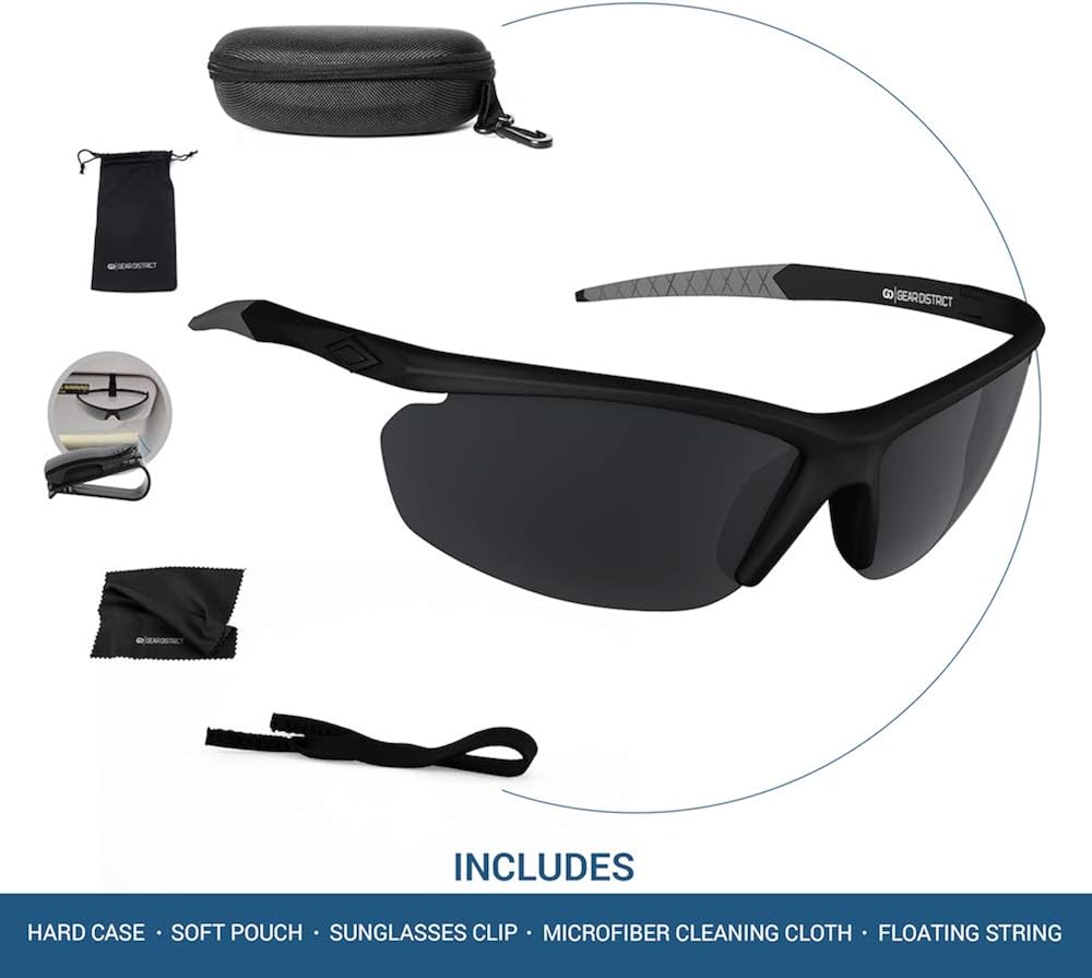 Polarized UV400 Sport Sunglasses Anti-Fog Ideal for Driving or Sports Activity (Black, Grey): Clothing