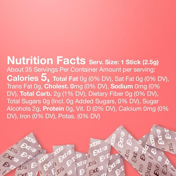 EXTRA SWEET WATERMELON SUGAR FREE CHEWING GUM PACK, 35 STICKS (PACK OF 6), MEGA BULK GUM