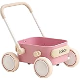 PULA Baby Push Walker with Wheels Toddler Wagon for First Learner Baby Toys 6-12 Months, 1 Year Old Birthday Gifts, Indoors and Outdoors (Pink)