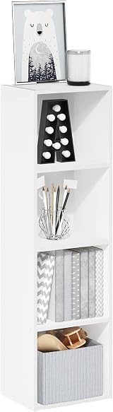 Furinno PASIR 4-Tier Book Shelf White 12x41.7x9.3 In Contemporary Design
