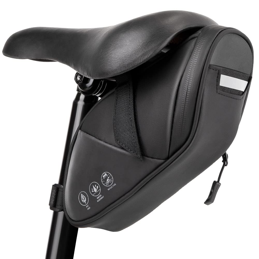 Nasjac 1.2L Cycling Under Seat Bag - Waterproof Reflective Mountain & Road Bike Storage Pack