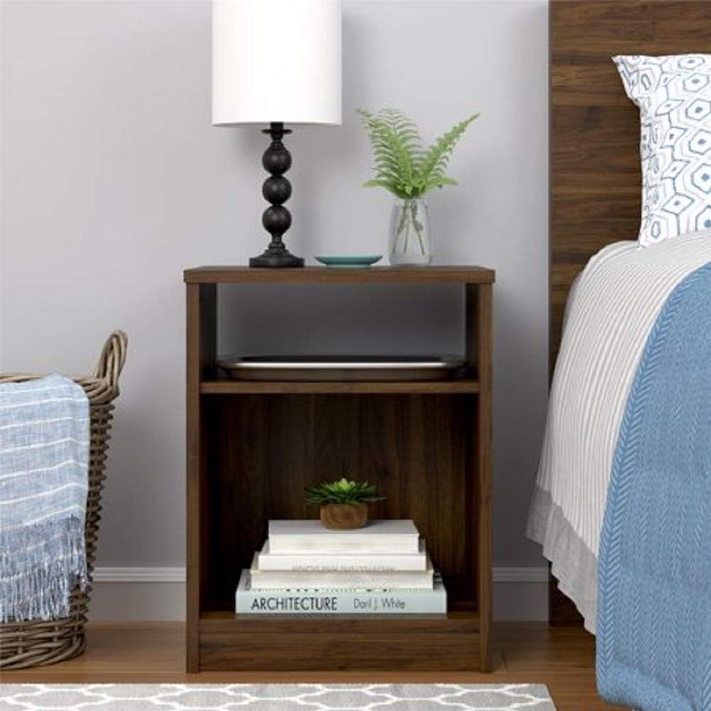 Amazon Com Set Of 2 Nightstand Mdf End Tables Pair Bedroom Table Furniture Multiple Colors Gray 2 Sets Open Space Canyon Walnut Kitchen Dining