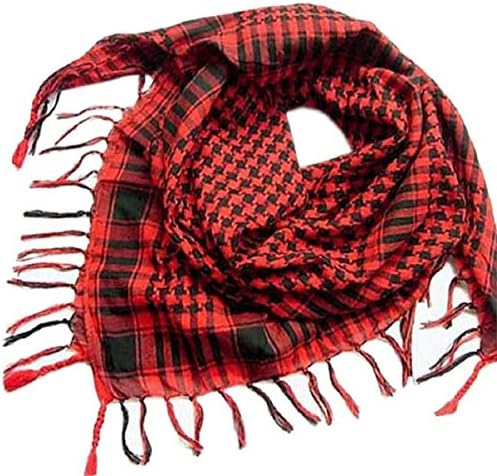 Ruela Premium Shemagh Scarf: Large 100% Cotton Arab Tactical Military Desert Head Neck Keffiyeh Wrap (Red)