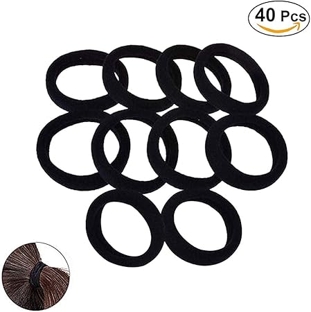 Amazon ヘアゴム セット太い 太い ストレート カーリーヘア用の丈夫なヘアバンド 耐久性のあるヘアリング 太さ1cm 内径 5cm結び目無し大容量 黒 40本 Ivylife ヘアゴム 通販