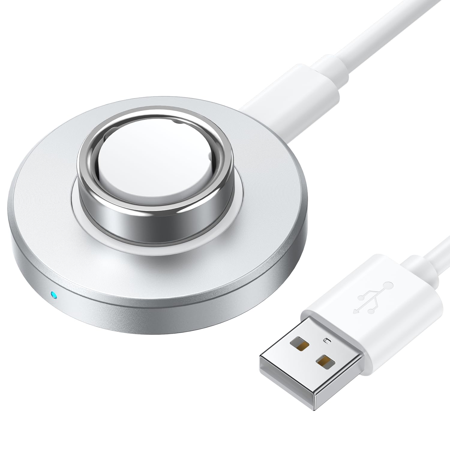 Photo 1 of *** POSSIBLY FOR PARTS**** Compatible with Oura Ring Gen 4 Charger (Size 7), Fast and Safe Charging Dock with USB-C Cable, Aluminum Alloy Material, Silicone Anti-Slip Base Design, Essential for Oura Ring 4 Users (Silver)