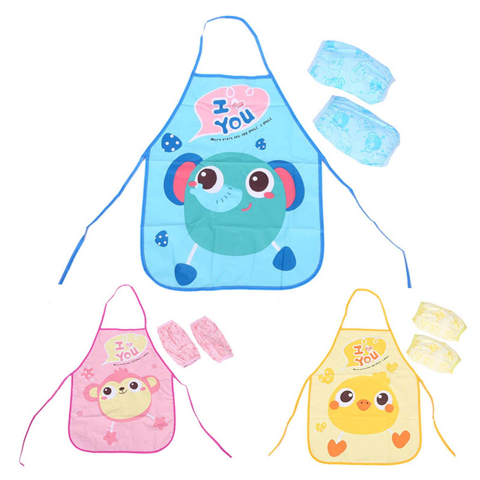 KASESSS 3 Piece Kids Apron, Waterproof Kids Aprons for Cooking, Kids Painting Apron Durable, Apron for Kids Cartoon Style, Toddler Apron Stain Resistant, Children's Aprons for Boys Girls