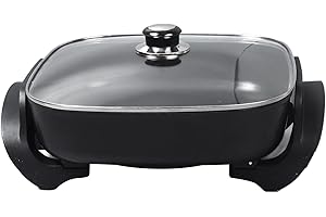 ZJchao Electric Skillet, Large Capacity Nonstick Scratch Resistant Electric Skillet, Rapid Heat, Prevents Stick, Transparent 