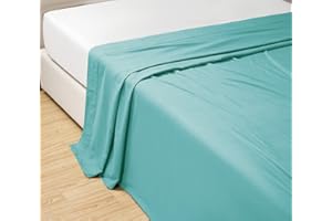 GRAND LINEN Twin XL Size, Aqua Blue Solid Flat Bed Sheet -Super Silky Soft -Sale -High Thread Count-Double Brushed Microfiber -1500 Series-Wrinkle, Fade, Stain Resistant