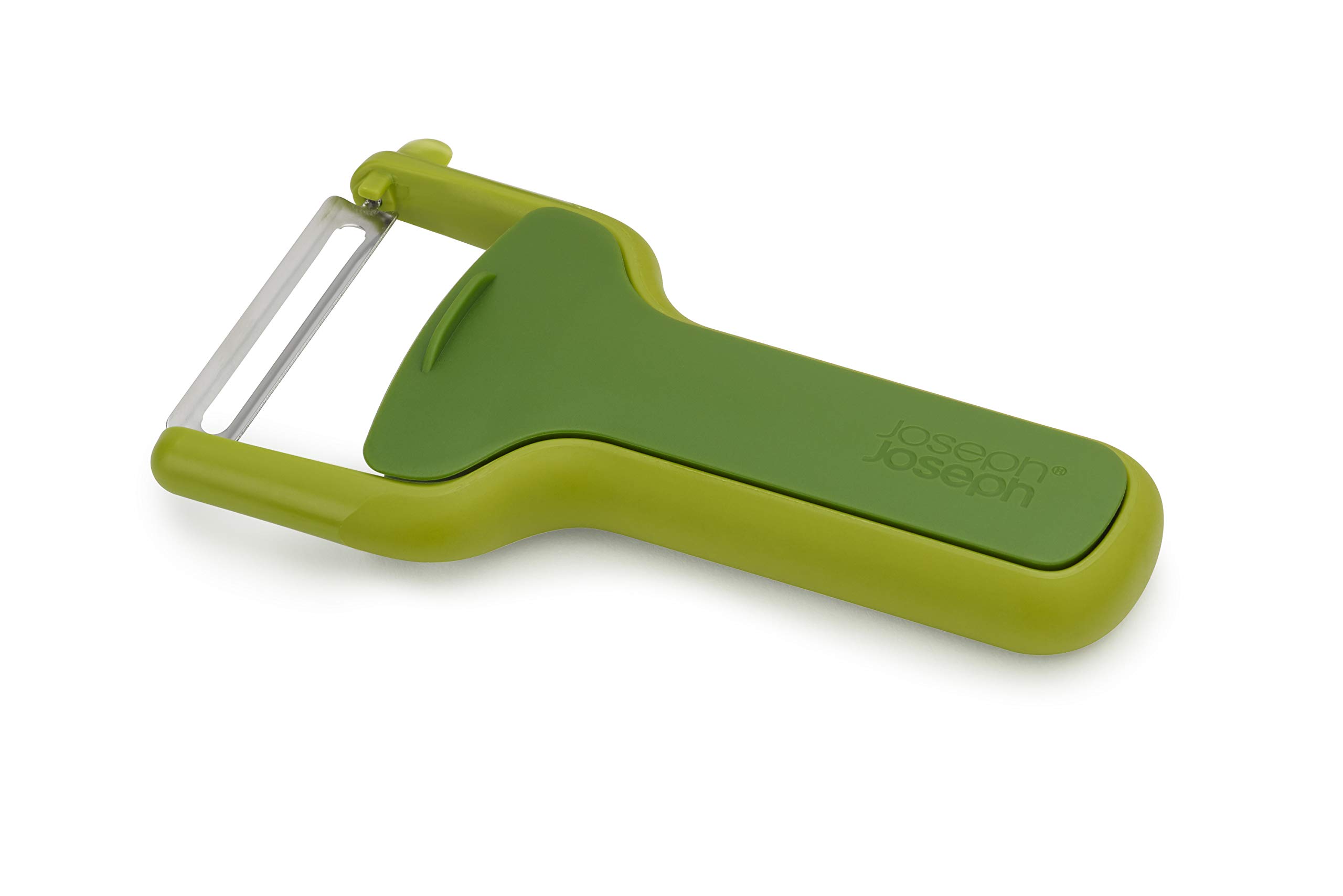 Joseph Joseph SafeStore Stainless Steel Straight Peeler with Blade Guard, Potato Eye Remover- Green