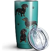 Subvise Dachshund Dog Tumbler Stainless Steel Insulated Travel Coffee Cups with Lid and Straw,Ideal Memorial Gift for Dog Dad/Mom,20oz