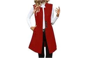 YRAETENM Women's Sleeveless Long Vest Cardigan 2025 Open Front Elegant Business Work Blazers Fall Winter Jackets with Pockets