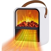 ZJFLNZYC Portable Mini Electric Fireplace Space Heaters for Indoor Use | Small Room Desktop Fireplace Heater Quiet for Office,Bedroom and Bathroom with 3D Flames,PTC Ceramic Heater(white)