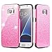 MEKO Glitter Bling Rubber Shock Absorbing and Scratch Resistant Bumper Case for Samsung Galaxy S7 Edge, Pink