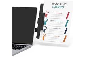 HAUTOCO Monitor Mount Document Clip, Document Holder for Typing Clips to Laptops & Monitors, Adjustable Removable Stand, Adhesive Mounts Left or Right, Holds Up to 20 Sheets for Recipes, Study, Office