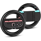 Aukuoy Switch 2 Steering Wheel for Mario Kart 9 Steering Wheel Controllers for Nintendo Switch 2 Joy-Con Attachment Accessories for Mario Kart - 1 Pair Black