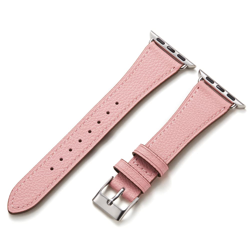 Photo 1 of HANDODO Italian Genuine Leather Band Women for Apple Watch Series 10 9 8 7 6 5 4 3 2 1 SE SE2 Ultra 2, SGS Certified Dressy Bracelet Cute Strap for iWatch 42mm 44mm 45mm 46mm 49mm, Pink