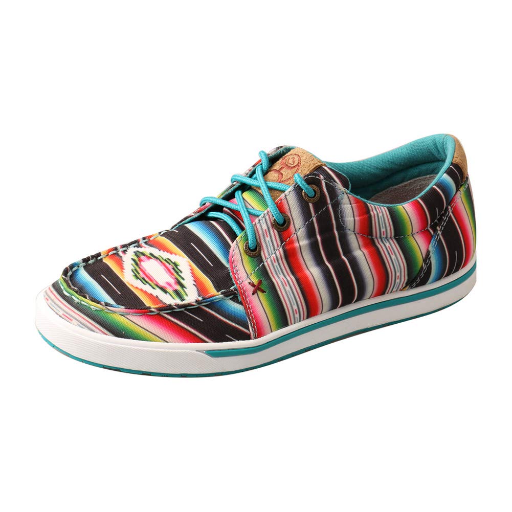 Twisted X Women's Hooey Loper, Moc Toe, Black & Serape, 10 M Image