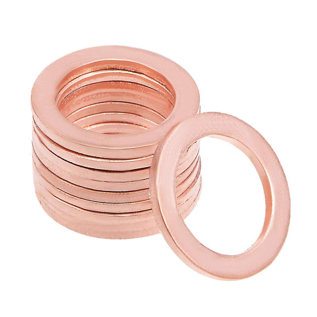 sourcing map 10Pcs 14mm x 20mm x 1.5mm Copper Flat Washer for Screw Bolt