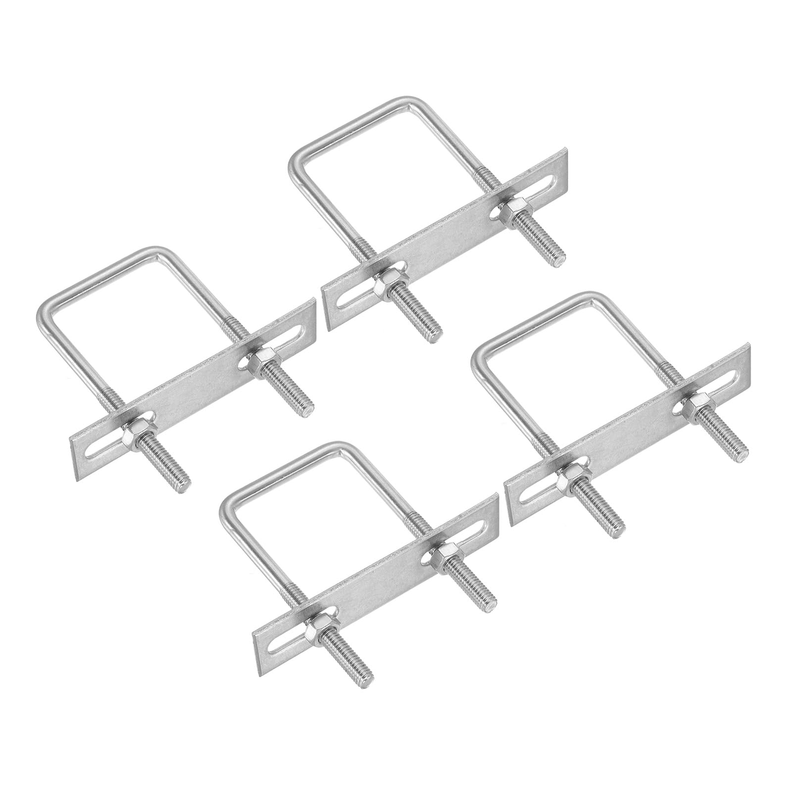 PATIKIL M6x40x80mm Square U-Bolts Kit, 4Set 304 Stainless Steel Square U Shaped Bolts Replacement Parts with Frame Plates and Nuts for Ski Board Sailboat Trailer