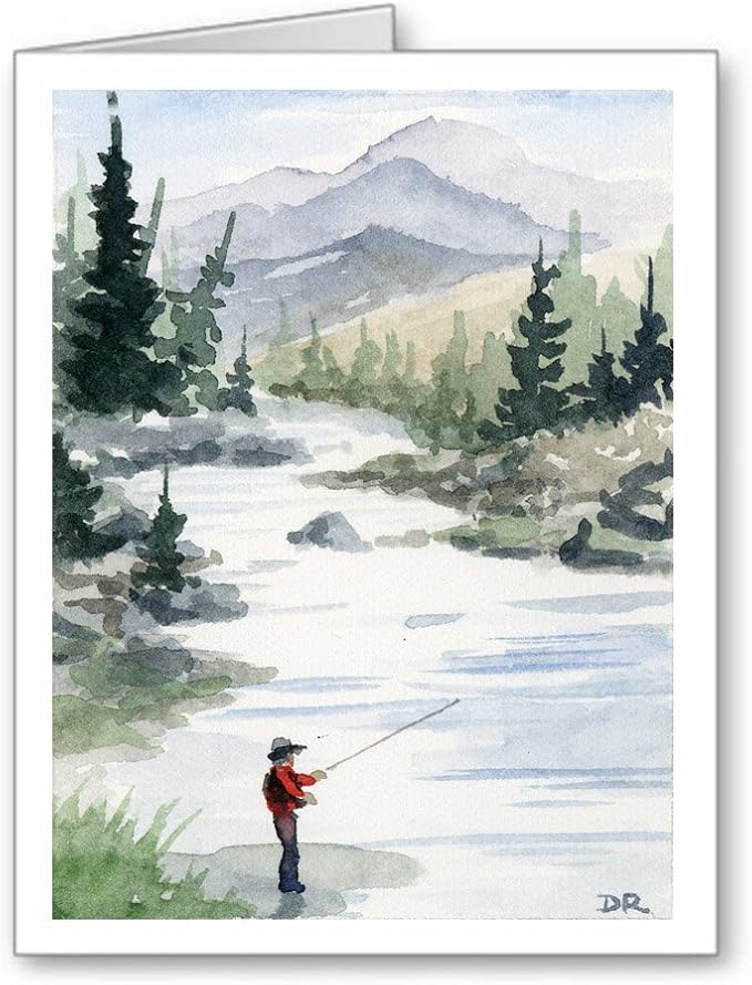 Mountain Stream Set of 10 Fly Fishing Note Cards With
