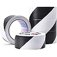 ADHES Black and White Caution Tape, 2 Inch X 108 Feet x 5 Rolls Weather-Resistant & Strong Adhesive Hazard Tape Warning Tape for Marking Walls, Floors, Pipes and Equipment
