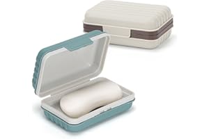 Ceecysaa 2 Pack Travel Soap Holders, Leakproof Soap Container with Lid, Portable Bar Soap Holder with Removable Draining Laye