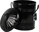 Unibos Small 13 Litre Round Black Galvanised Steel Dustbin with Lid view 2