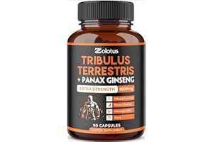 Zolotus Tribulus Terrestris + Panax Ginseng, 9200mg Per Capsule, 3 Months Supply, Highest Potency with Ashwagndha, Panax Ginseng, Boost Energy, Mood, Stamina & Performance, for Men & Women
