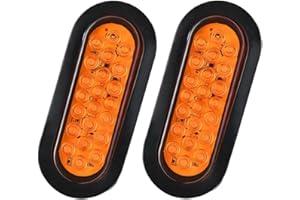 Yanchaofeiauto 6 Inch Oval Trailer Tail Light 2PCS 22LEDs Amber Oval 6" Brake Turn Stop Tail Lights with Flush Mount Compatib