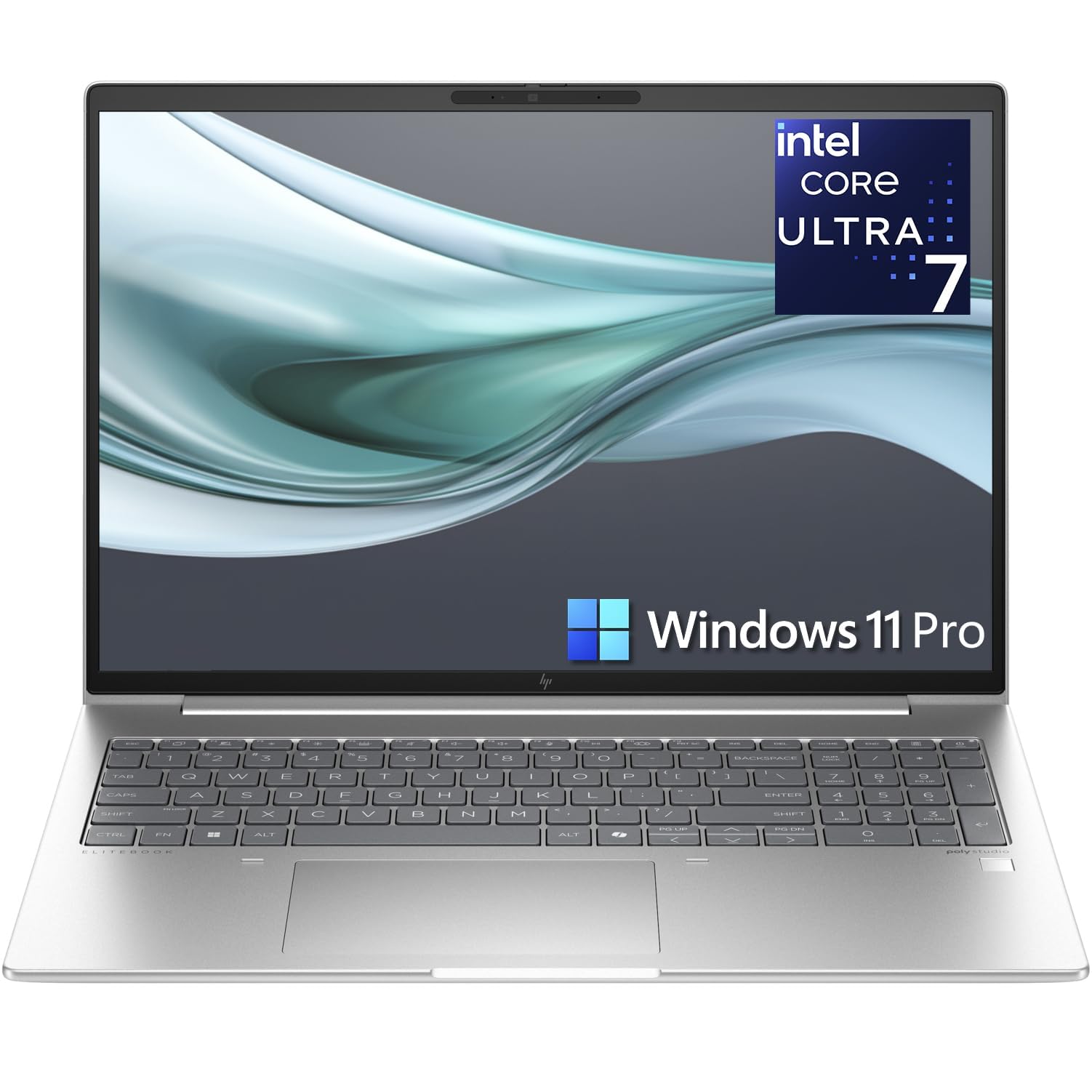 HP EliteBook Laptop Computer for Business with Copilot AI, Intel Core Ultra 7 255U (12C/14T), 32GB DDR5 RAM, 1TB SSD, 16" FHD+, Fingerprint Reader, Thunderbolt 4, Silver, Windows 11 Pro