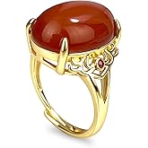 Carnelian Ring, Oval Shape Gemstone Carnelian Crystal Ring for Women, 14K Gold Plated Handmade Statement Ring Adjustable
