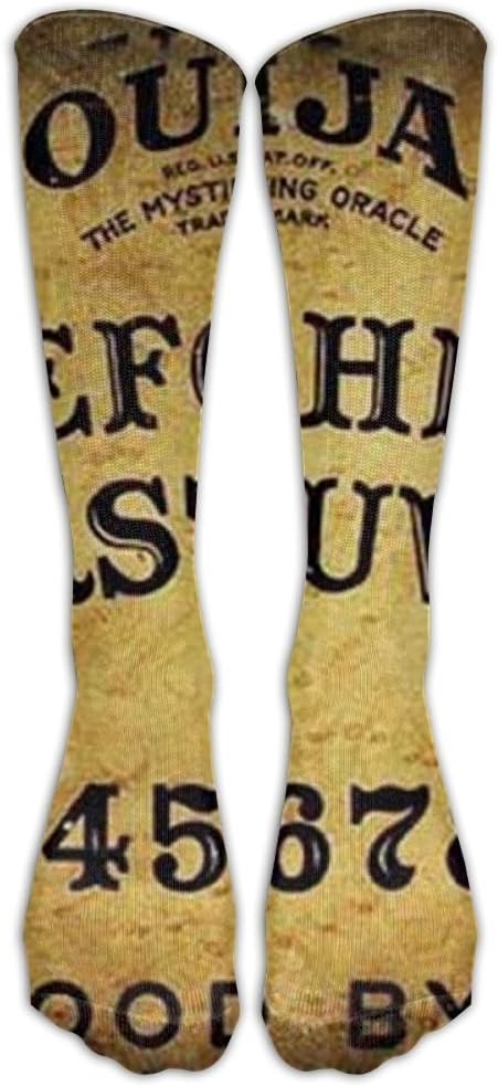 FUNINDIY Dangerous Magical Game Ouija Board Pattern Crew Socks Athletic Sport Crazy Novelty Funny Thin Light Tube Socks for Teen Boys Girls