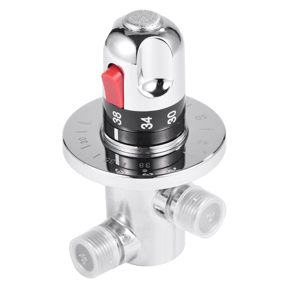 Zerodis Brass Thermostatic Mixing Valve - Mixing Temperature Control Valve for Home Water Heater