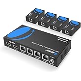 OREI 1080p 1×4 HDMI™ Extender Splitter (Loop) – HDCP 1.4, 230ft over Cat6/7, PoC, EDID Management, HDMI Loop-Out (HD14-EX132-K)