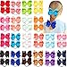 CÉLLOT 40Pcs 4.5 Inches Boutique Pops Hair Bows Elastic Hair Ties Grosgrain Ribbon Big Cheer Bow Ponytail Holder Rubber Hair Bands for Baby Girls In Pairs