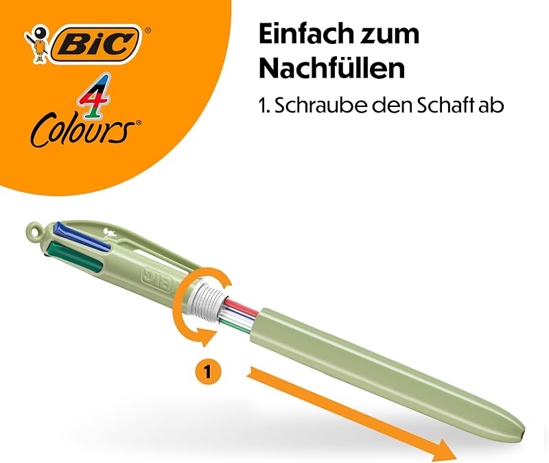 4 Colours Mineral Kugelschreiber mit mittlerer Spitze (1,00 mm) – verschiedene Schaftfarben, Pack à 5