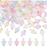 AHANDMAKER 100Pcs Mixed Color Acrylic Little Star Charms, Glow in The Dark Beads Sparkling Clear with Brass Loop Luminous Dangle Pendant Bulk for Crafting Necklace Bracelet Earrings Jewelry Making