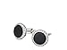 Stacy Adams Men's Round Cuff Link W/blk Enamel, Silver/Crystal, One Size