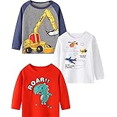 BIBNice Toddler Boy Long Sleeve Shirts Kids Cotton Fall Top Crewneck Clothes 2-7 Years