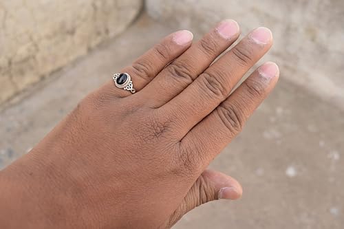 Black Onyx Stone Ring 925 Sterling Silver Statement Ring For Women