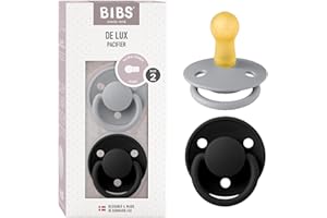 BIBS Pacifiers - De Lux Collection | BPA-Free Baby Pacifier | Made in Denmark | Set of 2 Cloud/Black Color Premium Soothers | Size 6-18 Months